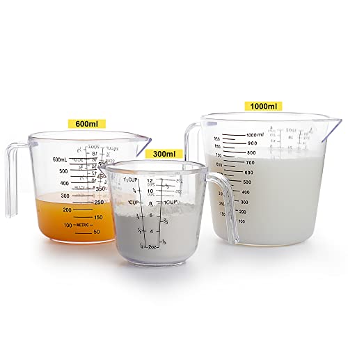 BINGBING Measuring Cups Set, Liquid Measuring Cups For 3 For Kitchen - BPA Free Plastic Set with Spout Multiple Measurement Scales (Clear) - Image 3
