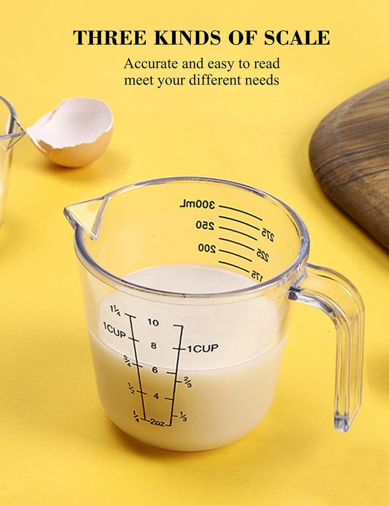 BINGBING Measuring Cups Set, Liquid Measuring Cups For 3 For Kitchen - BPA Free Plastic Set with Spout Multiple Measurement Scales (Clear) - Image 4