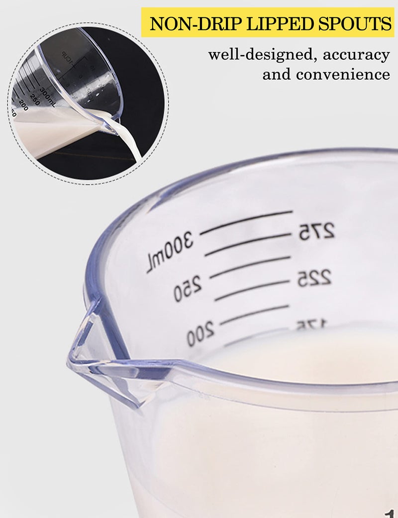 BINGBING Measuring Cups Set, Liquid Measuring Cups For 3 For Kitchen - BPA Free Plastic Set with Spout Multiple Measurement Scales (Clear) - Image 5