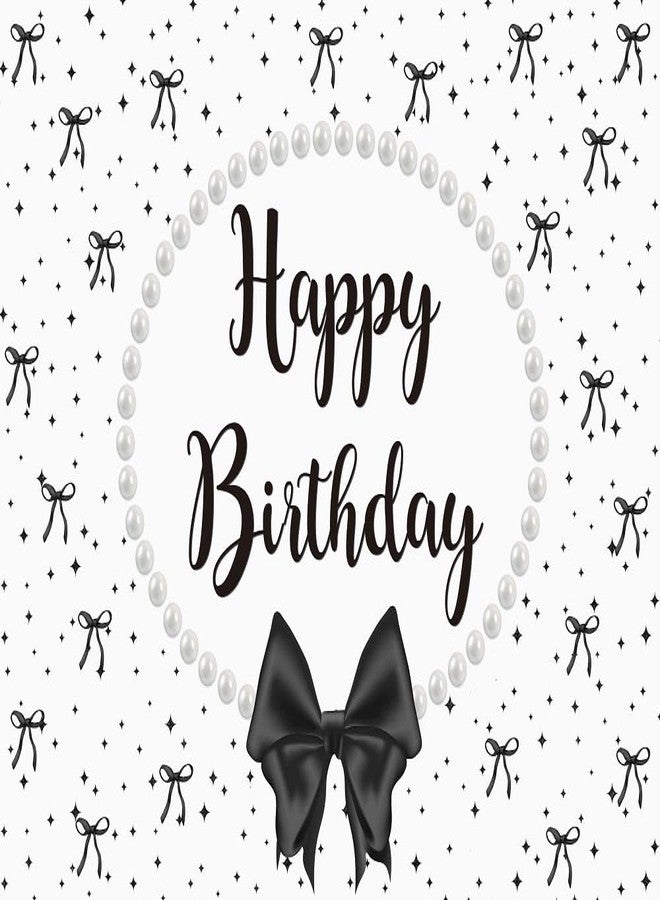 INRUI Coquette Happy Birthday Photography Background Black Bow Decorations Black Bachelorette Theme Glitter Star Girls Birthday Party Photo Backdrop (7x5FT) - Image 5