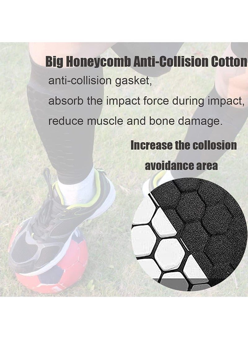 PYC 1 Pair Football Shin Guard Sleeves with Foam Padding, Breathable Professional Calf Protective Footless Shin Pads Socks for Sports Soccer Rugby Hockey Kids Boys Girls Adult Men Women - Image 3