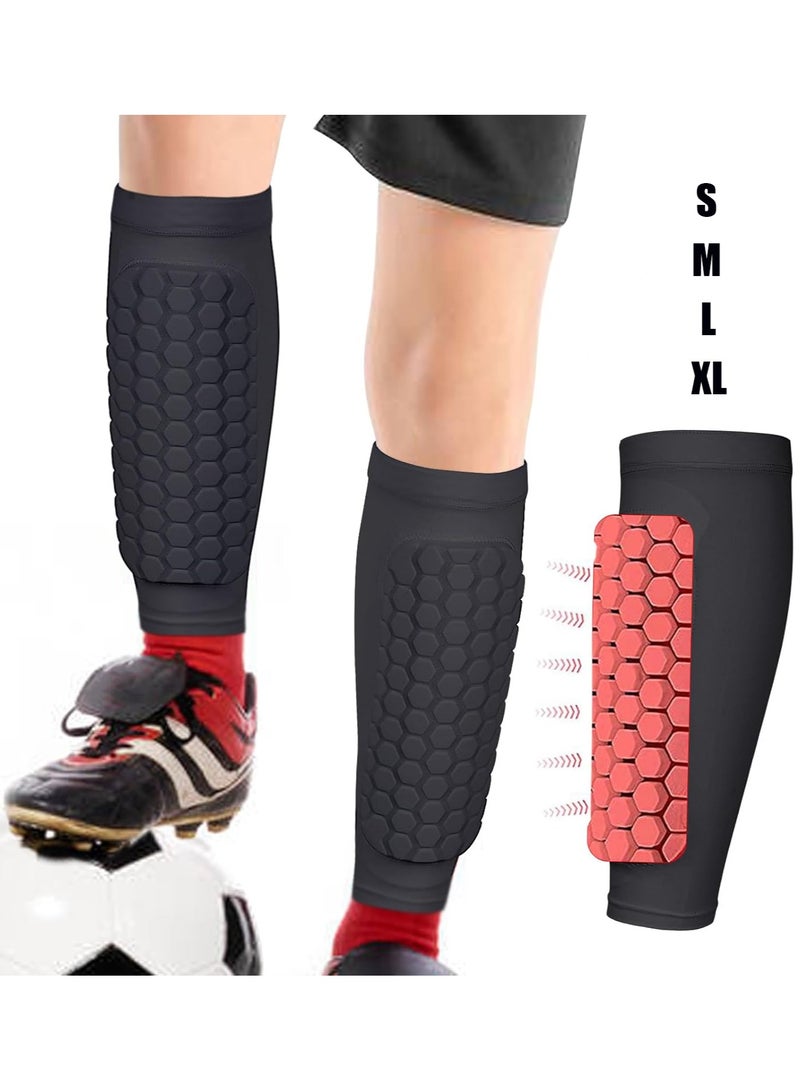 PYC 1 Pair Football Shin Guard Sleeves with Foam Padding, Breathable Professional Calf Protective Footless Shin Pads Socks for Sports Soccer Rugby Hockey Kids Boys Girls Adult Men Women - Image 1