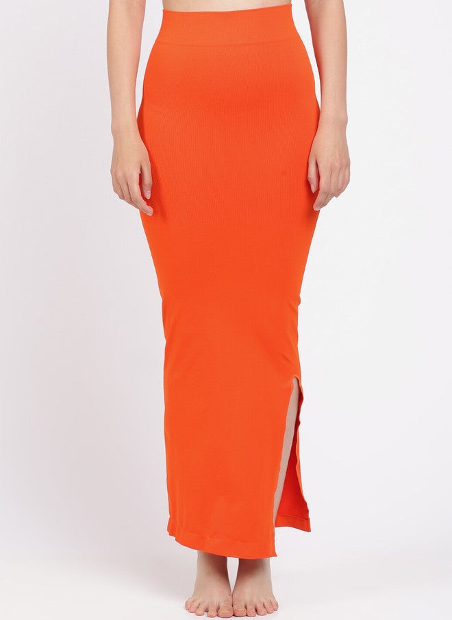 Red Rose RedRose Women Orange Saree Shape Wear with Side Slit - Image 1