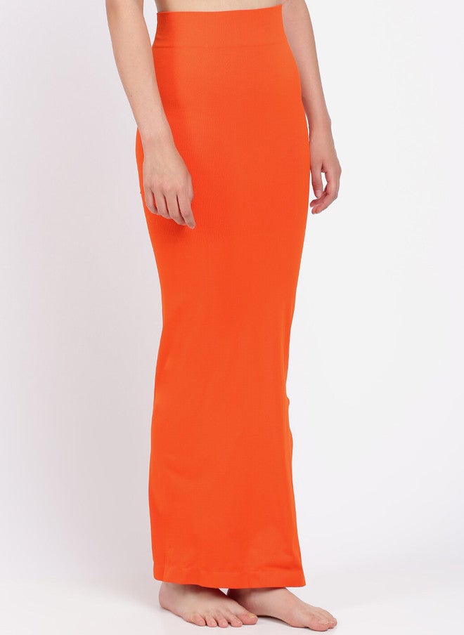 Red Rose RedRose Women Orange Saree Shape Wear with Side Slit - Image 2