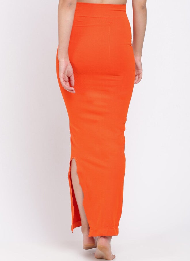 Red Rose RedRose Women Orange Saree Shape Wear with Side Slit - Image 4