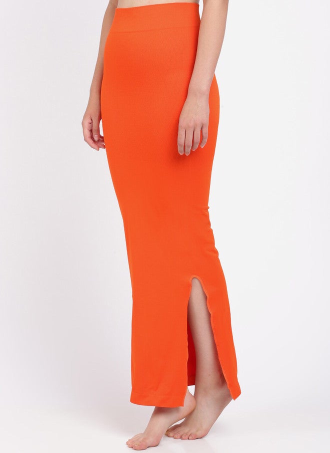 Red Rose RedRose Women Orange Saree Shape Wear with Side Slit - Image 3