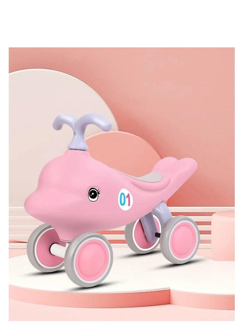 UKR Ride-On Pink Dolphin – 4-Wheel Balance Push Toy for Kids, Fun Activity for Toddlers - Image 2