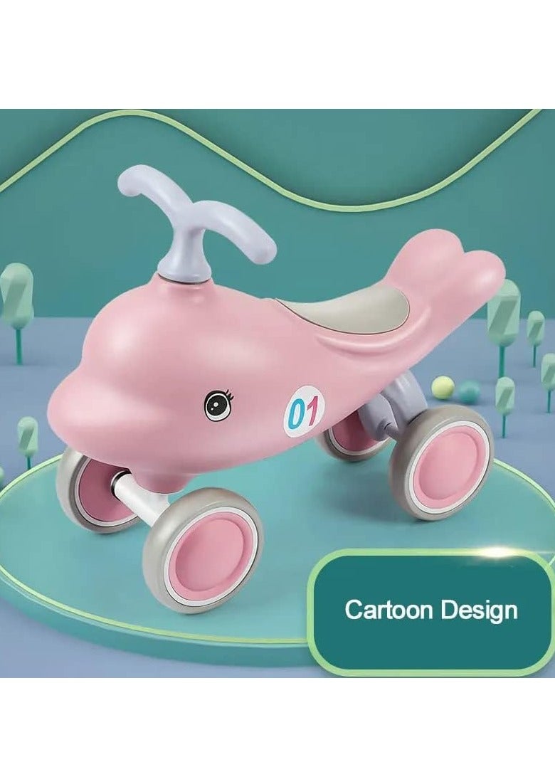UKR Ride-On Pink Dolphin – 4-Wheel Balance Push Toy for Kids, Fun Activity for Toddlers - Image 3