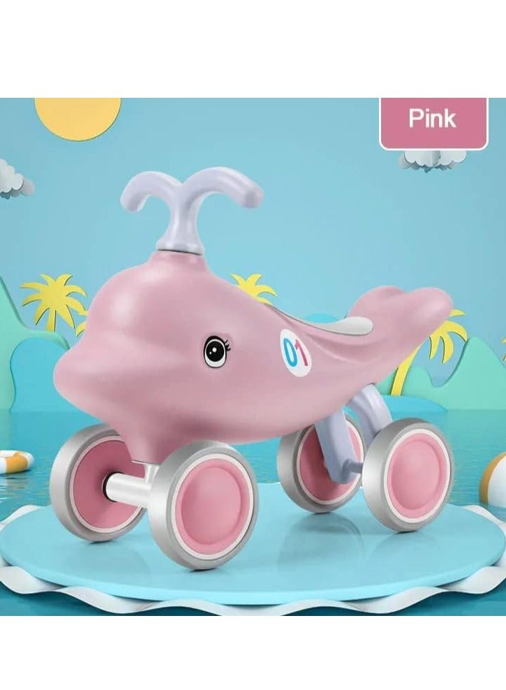 UKR Ride-On Pink Dolphin – 4-Wheel Balance Push Toy for Kids, Fun Activity for Toddlers - Image 5