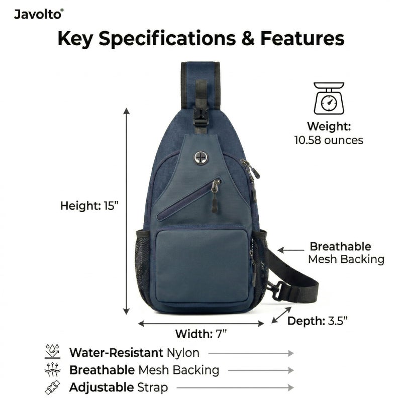 Javolto Sling Bag for Men Crossbody Backpack, Small Sling Backpack Mens Shoulder Bag, Casual Daypack Hiking Bag for Travel - Image 3