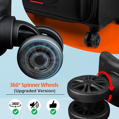 Verdi Softside Expandable Carry-On Luggage with Spinner Wheel USB Port Lightweight (Black, 20-Inch Carry-On) - Image 4