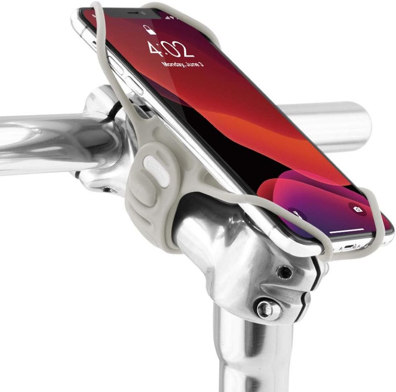 BONE COLLECTION BONE Bike Tie Pro 3, Bike Cell Phone Mount for Stem, Scratch-Free Silicone Holder with Shock-Absorbing Design, Universal Cycling Phone Holder Compatible with Most Smartphones (Gray - Stem) - Image 1