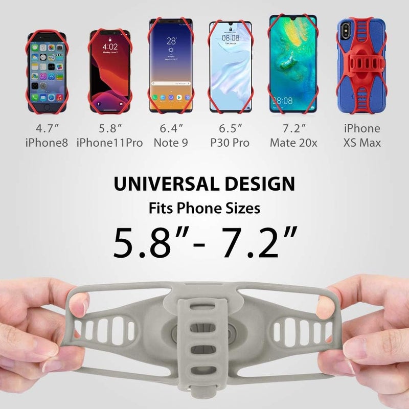 BONE COLLECTION BONE Bike Tie Pro 3, Bike Cell Phone Mount for Stem, Scratch-Free Silicone Holder with Shock-Absorbing Design, Universal Cycling Phone Holder Compatible with Most Smartphones (Gray - Stem) - Image 2