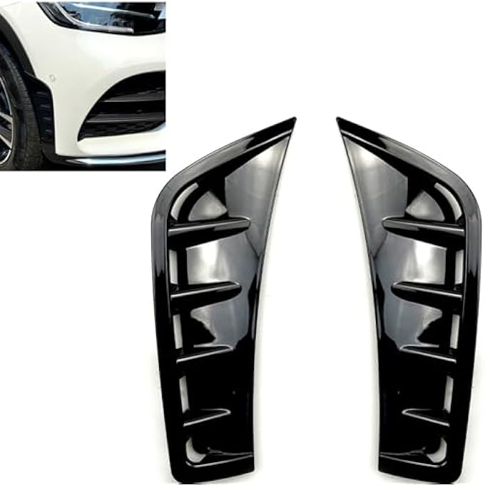 QASULER for Mercedes-Benz, GLC Class X253 C253 2020 2021 2022 GLC260 GLC300 Front Bumper Air Vent Trim Fender Intake Hood Cover Splitter Car Bumper Vent Splitter(Glossy Black) - Image 2