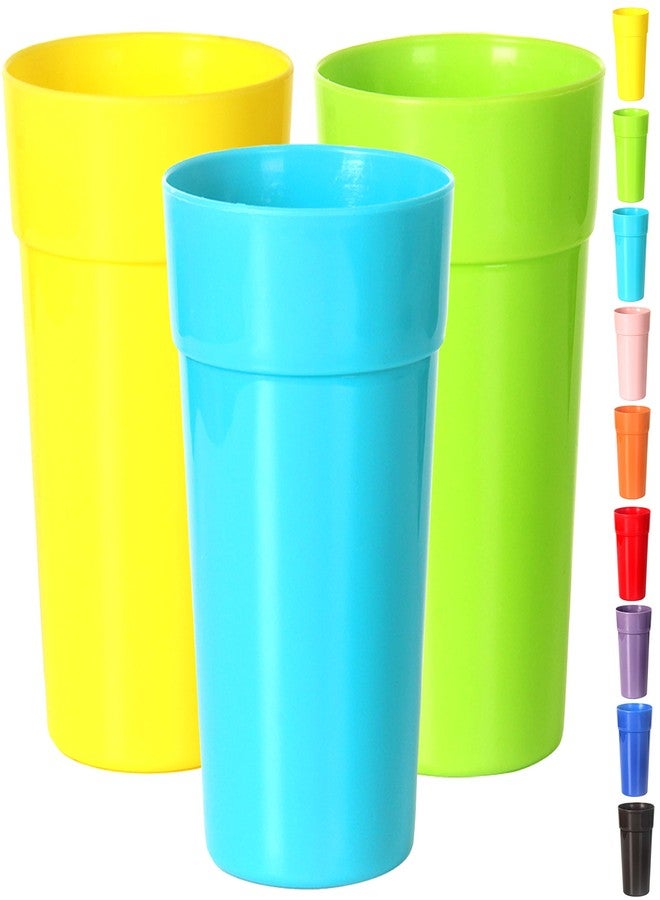 Youngever 9 Pack Plastic Tumblers, Unbreakable Drinking Glasses, Plastic Cups in 9 Assorted Colors, Reusable | Stackable | NO BPA | Top-rack Dishwasher Safe (32 Ounce) - Image 1