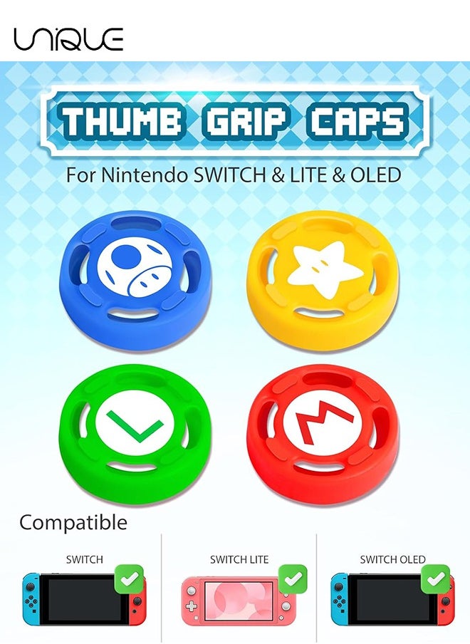 Unique 4Pcs for Nintendo Switch Thumb Grips Cute Cartoon Anime Design Kawaii 3D Silicone Joystick Caps Joycon Controller Button Covers for Nintendo Switch/OLED/Switch Lite for Boys Girls Kids Teens  - Image 2