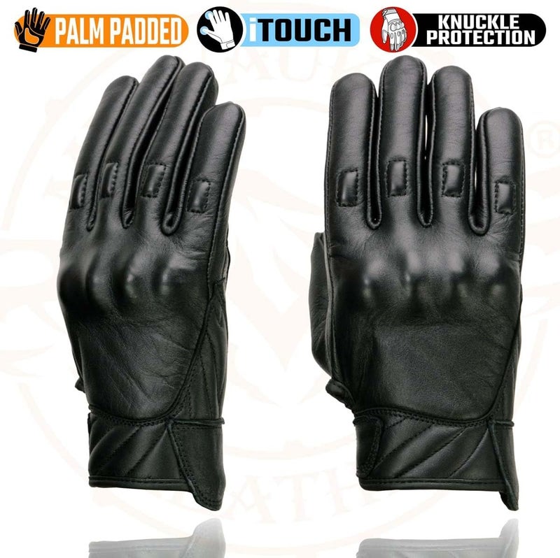 Milwaukee Leather MG7501 Men's Black Leather i-Touch Screen Compatible Gel Palm Motorcycle Gloves with Protective Knuckle - Image 5