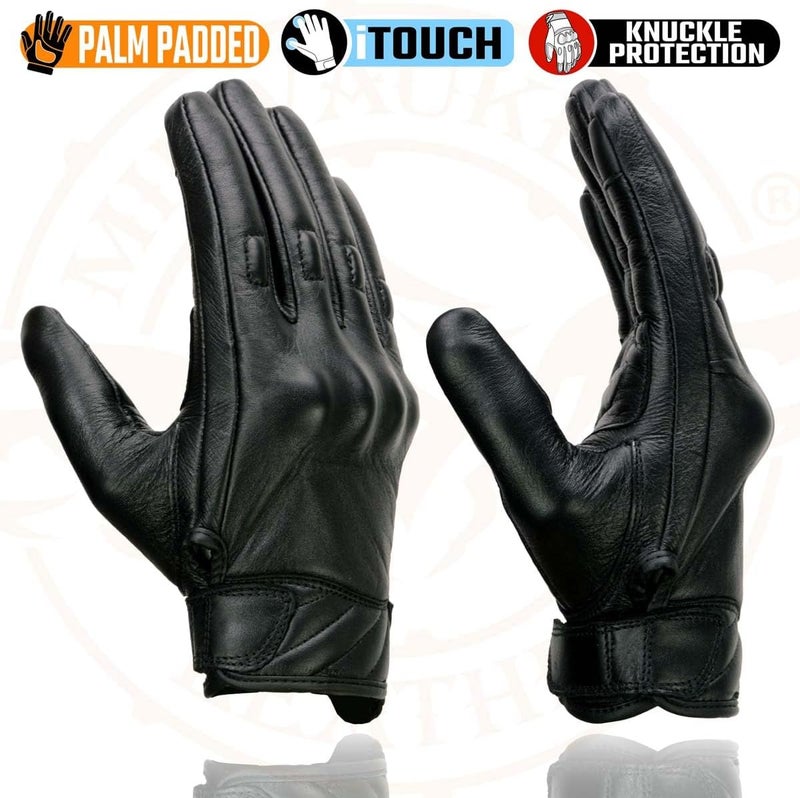 Milwaukee Leather MG7501 Men's Black Leather i-Touch Screen Compatible Gel Palm Motorcycle Gloves with Protective Knuckle - Image 4