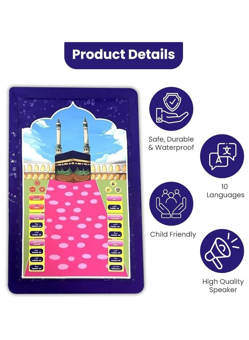 DubaiGallery Islamic Electronic Smart Prayer Mat For Kids, Engaging Interactive Learning in 10 Speaking Languages, Fun and Educational Gift for Children during Ramadan - Image 2