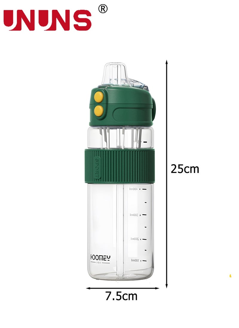 UNUNS Sports Water Bottle,20oz Large,Fast Flow,Flip Top Leak Proof Lid And Time Marker,Non-Toxic BPA Free,Double Opening Mode,Water Bottle With Stirrer  - Image 5