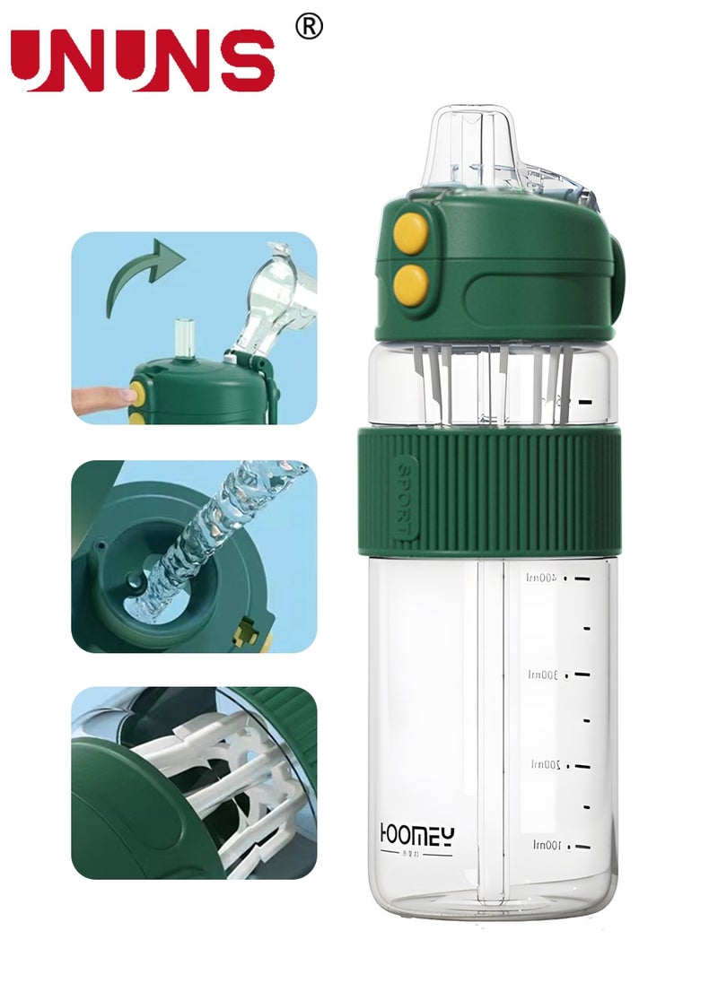 UNUNS Sports Water Bottle,20oz Large,Fast Flow,Flip Top Leak Proof Lid And Time Marker,Non-Toxic BPA Free,Double Opening Mode,Water Bottle With Stirrer  - Image 3