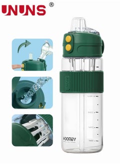 UNUNS Sports Water Bottle,20oz Large,Fast Flow,Flip Top Leak Proof Lid And Time Marker,Non-Toxic BPA Free,Double Opening Mode,Water Bottle With Stirrer  - Image 2
