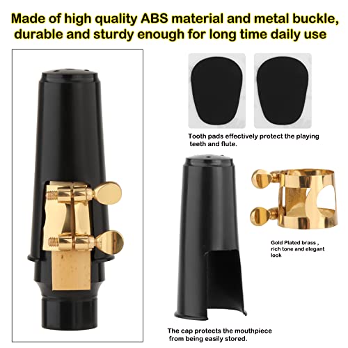 YUNNLEZT Alto Saxophones Mouthpieces Kit with Metal Ligature, Saxophone Strength 2.5 One Reed, Cushions and Plastic Cap, Black, - Image 2