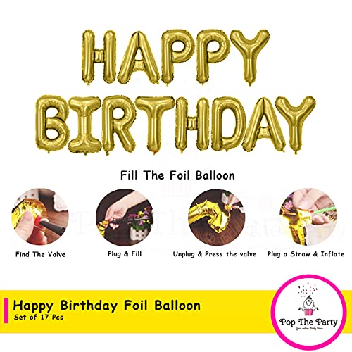 Pop The Party 30th Birthday Party Decorations Gold Supplies Big Set With Happy Birthday Balloons Banner and 30 Digit Balloon for Including Latex, star, heart and Confetti Balloons - Image 3
