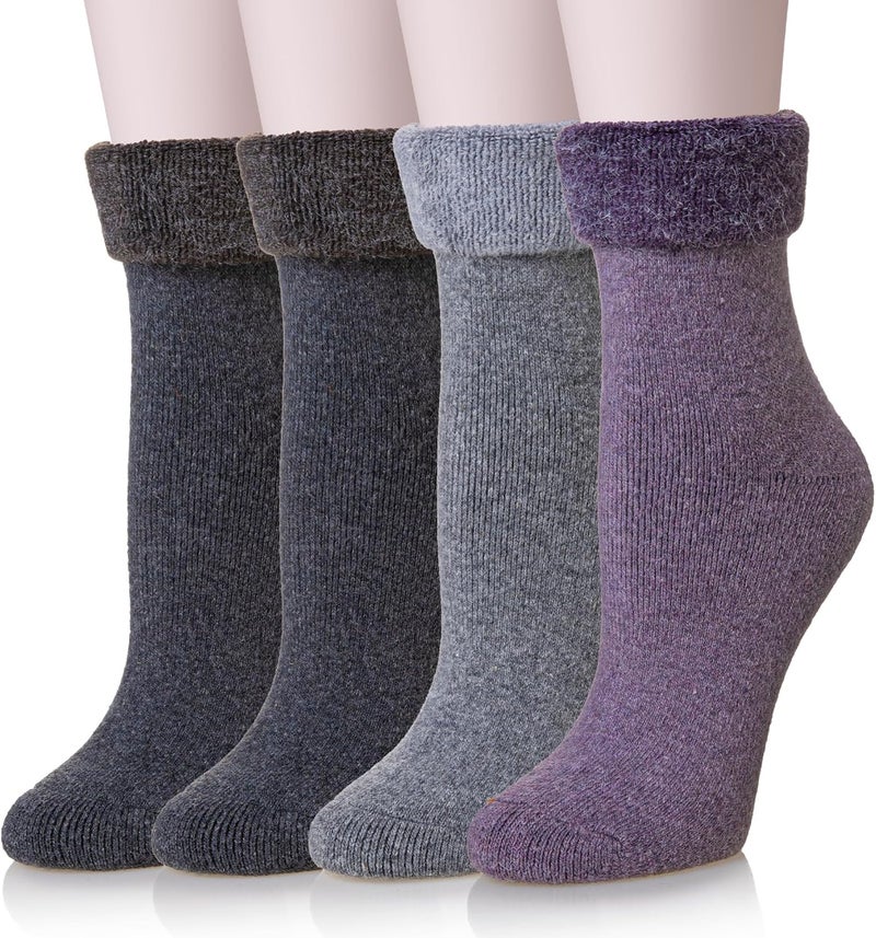 Wool Socks for Women Merino Wool Boot Hiking Thick Thermal Warm Winter Crew Cushion Cozy Work Socks 5 Pairs