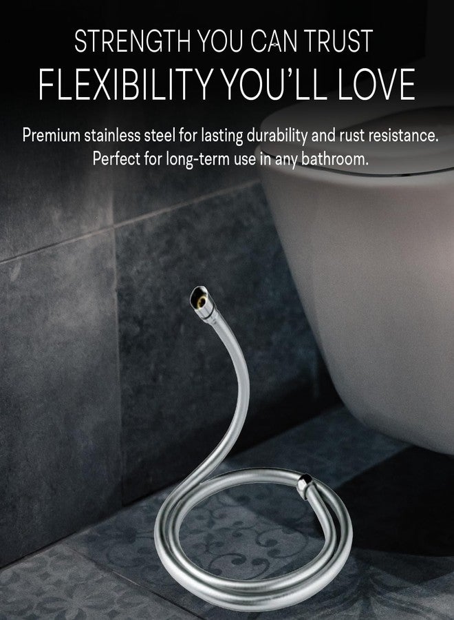 Jaquar 1.5M Flexible Shower Hose Tube with Nuts - Durable & Easy-to-Install Bathroom Plumbing Accessory, Sliver, Chrome Finish - Image 3
