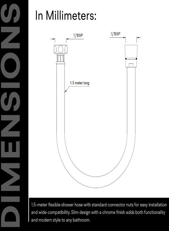 Jaquar 1.5M Flexible Shower Hose Tube with Nuts - Durable & Easy-to-Install Bathroom Plumbing Accessory, Sliver, Chrome Finish - Image 5