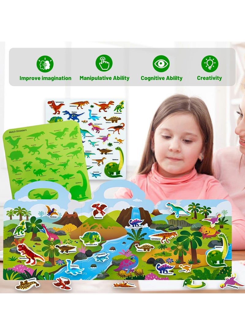 Reusable Dinosaur Sticker Books for Kids, Portable Sticker Activity Books for Ages 3-5, Puffy Stickers for Toddlers, Travel Busy Book, Waterproof Jelly Sticker Toy, Gift for Boys and Girls - Image 3