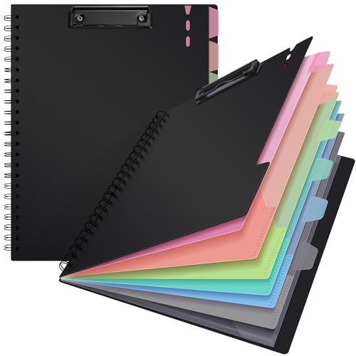 Uquelic Clipboard with Folder Organizer, 12 Pockets Project Organizer - Refillable Lined Notepad (11" x 8.5"), Hardcover Project Organizer with Stay-Put Tabs (Macaron 1 Pack) - Image 2