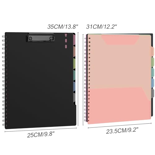 Uquelic Clipboard with Folder Organizer, 12 Pockets Project Organizer - Refillable Lined Notepad (11" x 8.5"), Hardcover Project Organizer with Stay-Put Tabs (Macaron 1 Pack) - Image 5