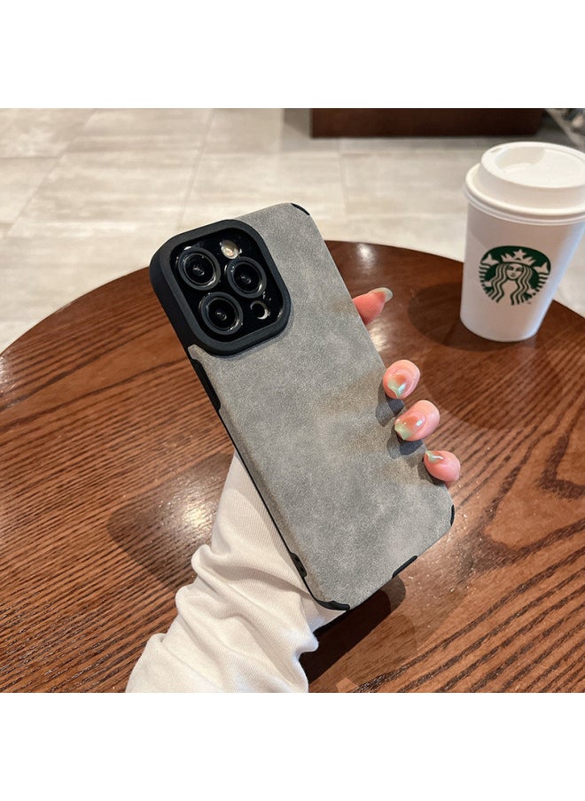 Pupil Eye Lambskin For Ip16pm Mobile Phone Case Simple Velvet For Iphone 15 All-inclusive Lens XS Suede Soft Case-Color:Burgundy [naked Shell-no Packaging]-Applicable Models:For Apple Xr