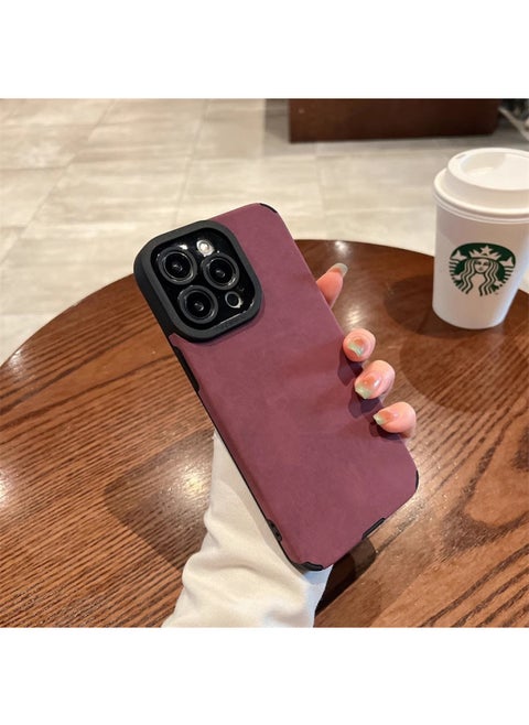 Pupil Eye Lambskin For Ip16pm Mobile Phone Case Simple Velvet For Iphone 15 All-inclusive Lens XS Suede Soft Case-Color:Burgundy [naked Shell-no Packaging]-Applicable Models:For Apple Xr