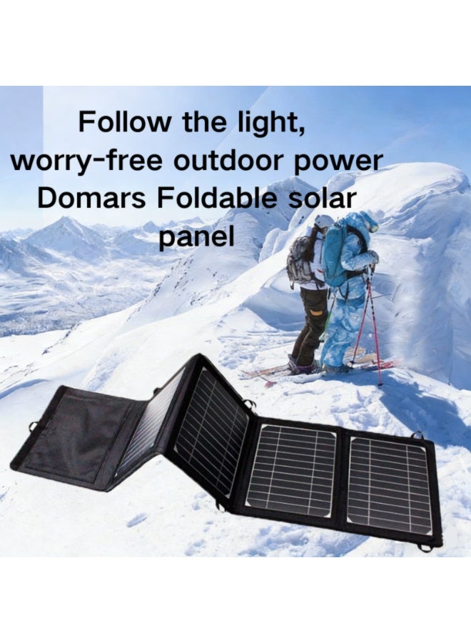 Domars 45W Portable Foldable Solar Panel,IP54 Waterproof & Dustproof, Portable Solar Charger with USB Outputs for Outdoor Camping,Compatible with iPhone 11/12/13/14/15/16/17,Hiking,Power Station（Black） - Image 2