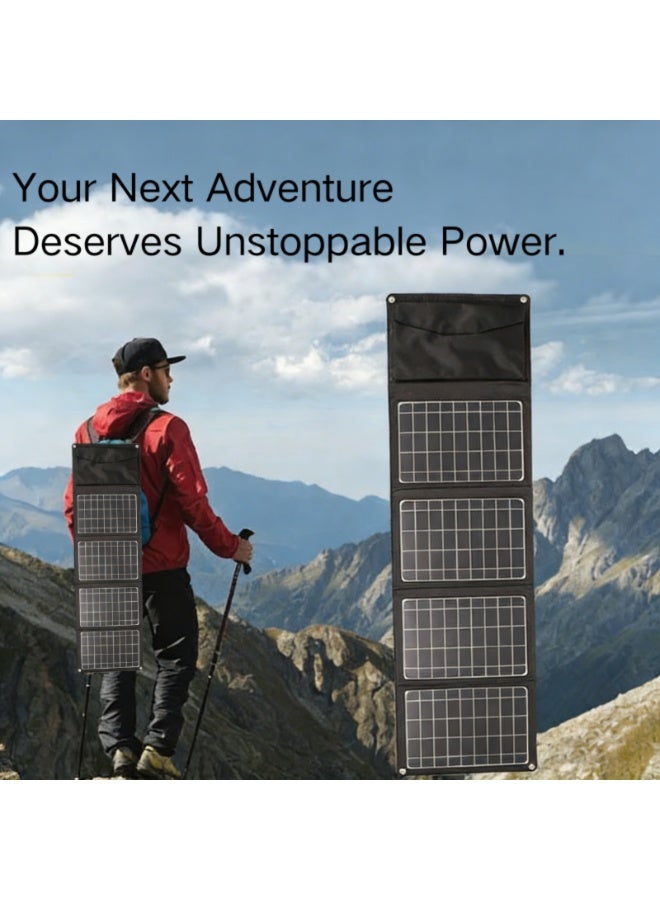 Domars 45W Portable Foldable Solar Panel,IP54 Waterproof & Dustproof, Portable Solar Charger with USB Outputs for Outdoor Camping,Compatible with iPhone 11/12/13/14/15/16/17,Hiking,Power Station（Black） - Image 5