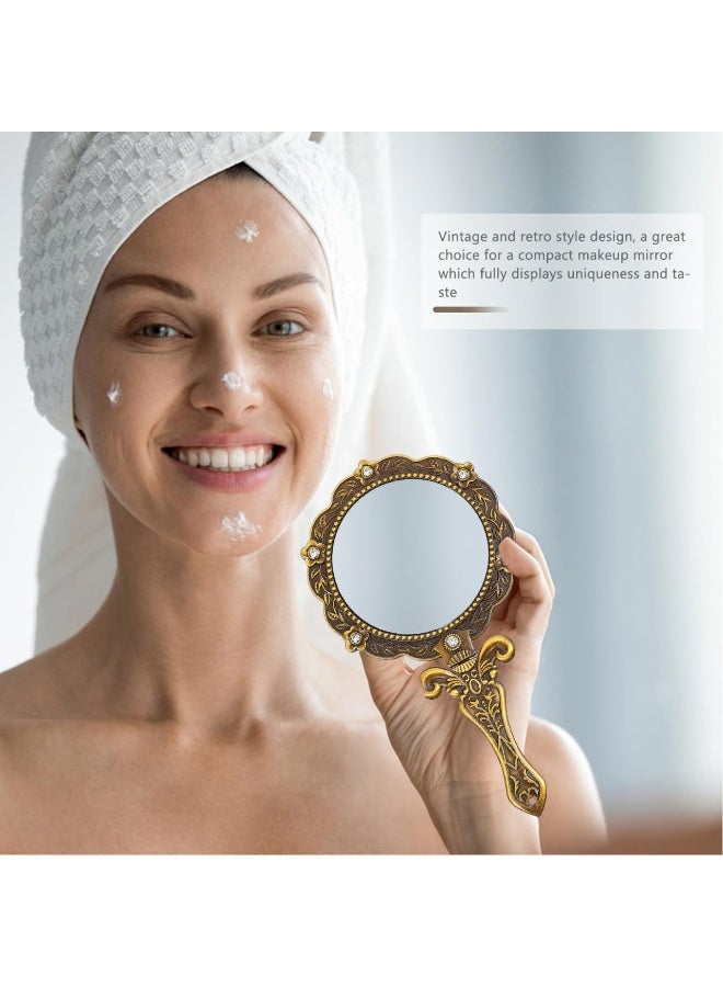 2 Packs Antique Handheld Mirror with Elegant Handle – Vintage Makeup Mirror for Face and Cosmetic Use – Stylish and Functional Mirror for Women - Image 2