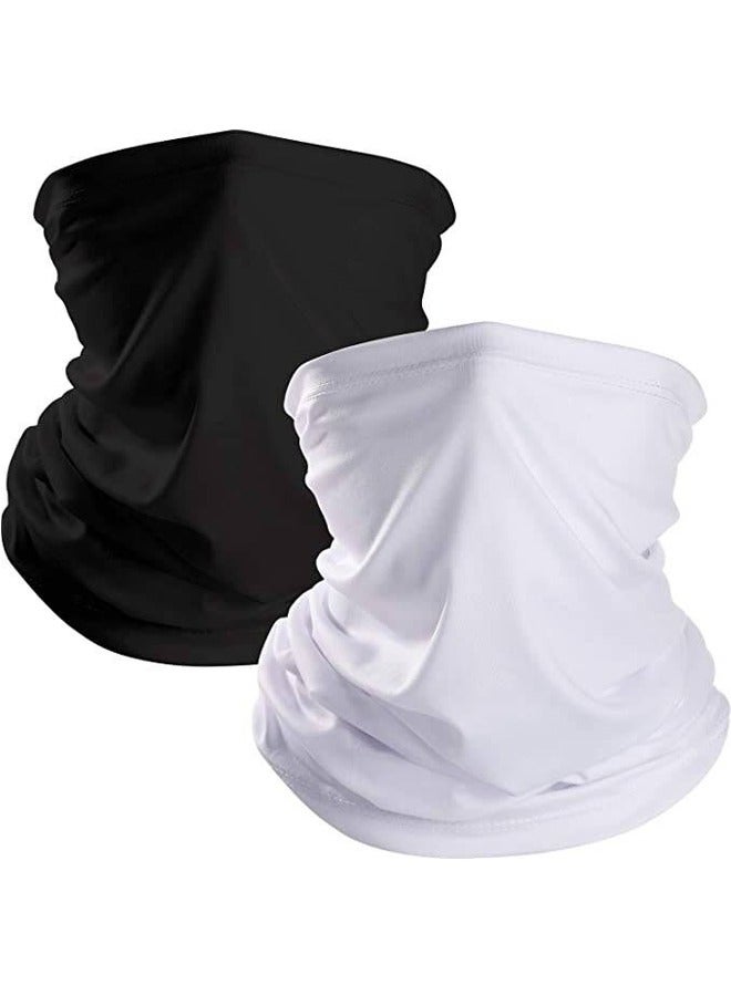 GUSGU 2pcs Neck Gaiter Bandana Face Mask Reusable Cooling Cloth Face Masks Washable Sun Dust Protection Balaclava Face Cover Scarf for Women Men Sports&Outdoor Black&White - Image 1