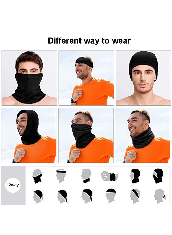 GUSGU 2pcs Neck Gaiter Bandana Face Mask Reusable Cooling Cloth Face Masks Washable Sun Dust Protection Balaclava Face Cover Scarf for Women Men Sports&Outdoor Black&White - Image 5