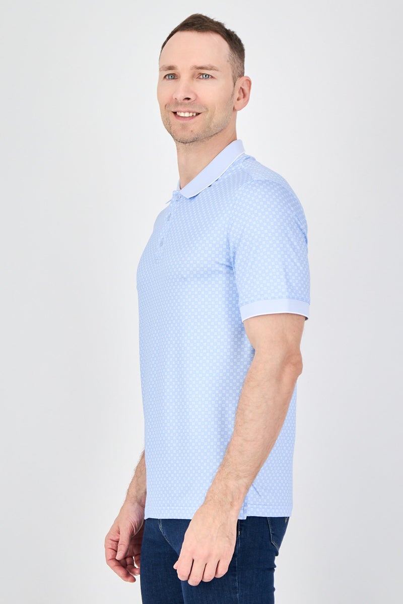 Thomas Sterling Men Performance Fit Short Sleeve Outdoor Polo Shirt, Sky Blue - Image 2