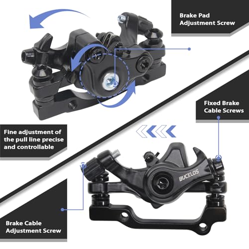 BUCKLOS MTB Bike Disc Brake kit, Mechanical Disc Brakes Aluminum Alloy Caliper for Mountain Bike with 160mm Stainless Steel Rotor/Floating Rotors and is/PM Universal Conversion Adapter (Front+Rear) - Image 2