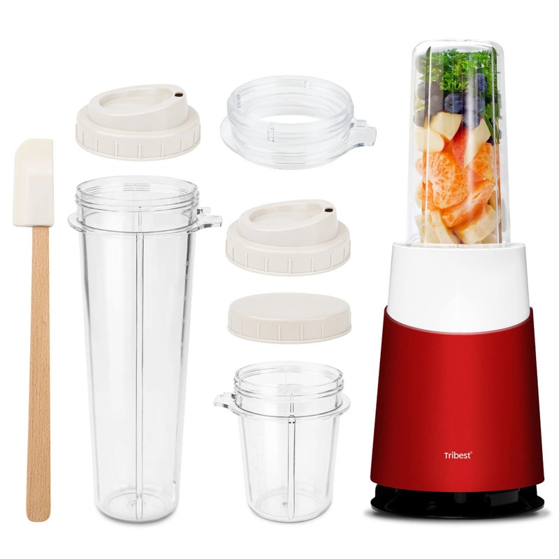 Tribest Personal Blender II Small Portable Blender for Shakes  Smoothies with BPAFree Cups Red