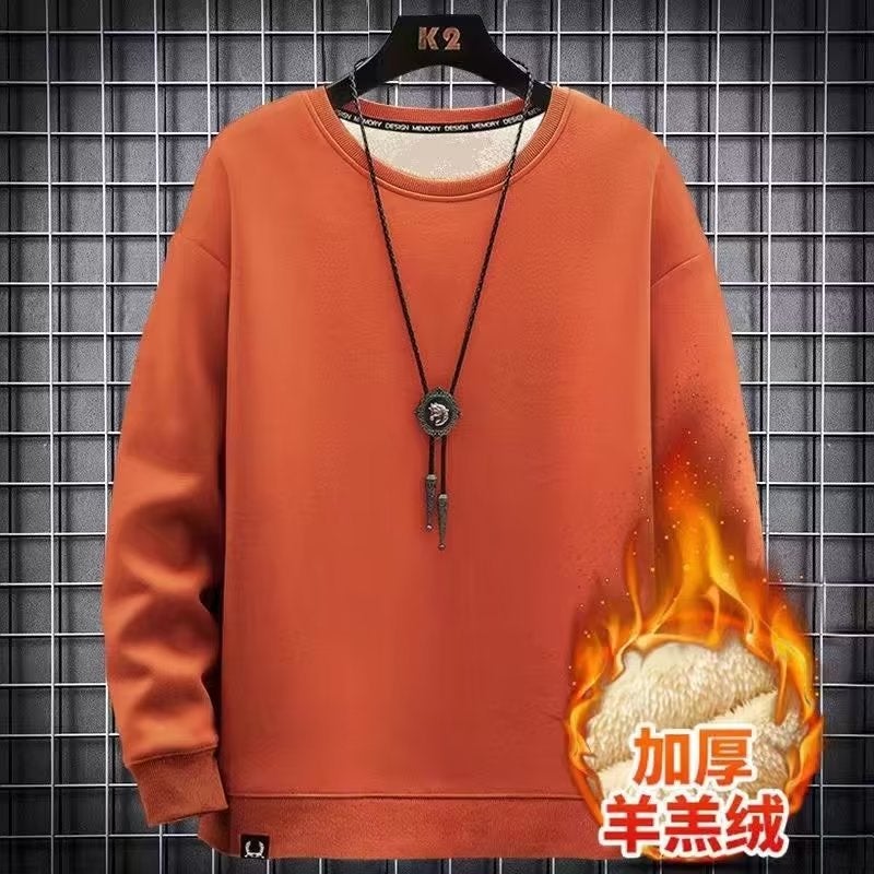 Heavyweight Hoodie Lamb Wool Fleece Unisex Autumn Winter Orange
