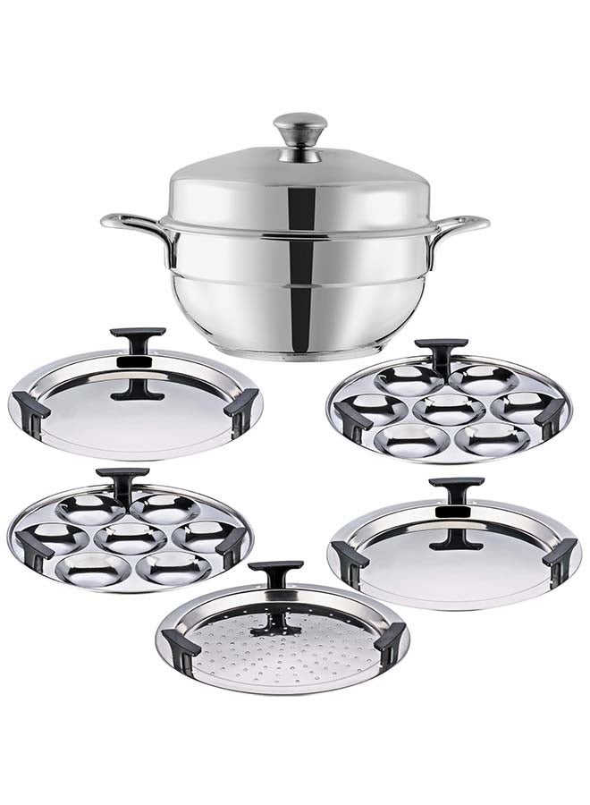 Vinod Gen - Z Multi 6 pcs Kadai with Stainless Steel Lid, 2 Idli Plates, 2 Dhokla Plates and 1 Patra Plate -Induction & Gas Stove Friendly, Sturdy Handle, SAS Bottom - Image 1