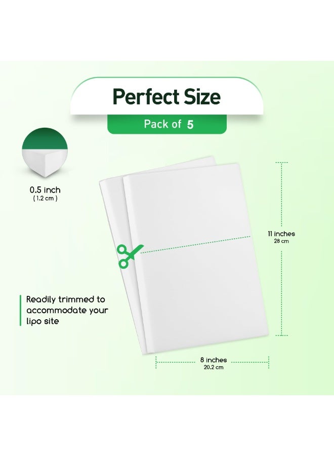 S-Color 5 Pack Lipo Foam Pads - Post Surgery Ab Board for Liposuction Recovery, Flattening Abdominal Compression Garments for Tummy Tuck Surgery (8” x 11” x 0.5”) - Image 2