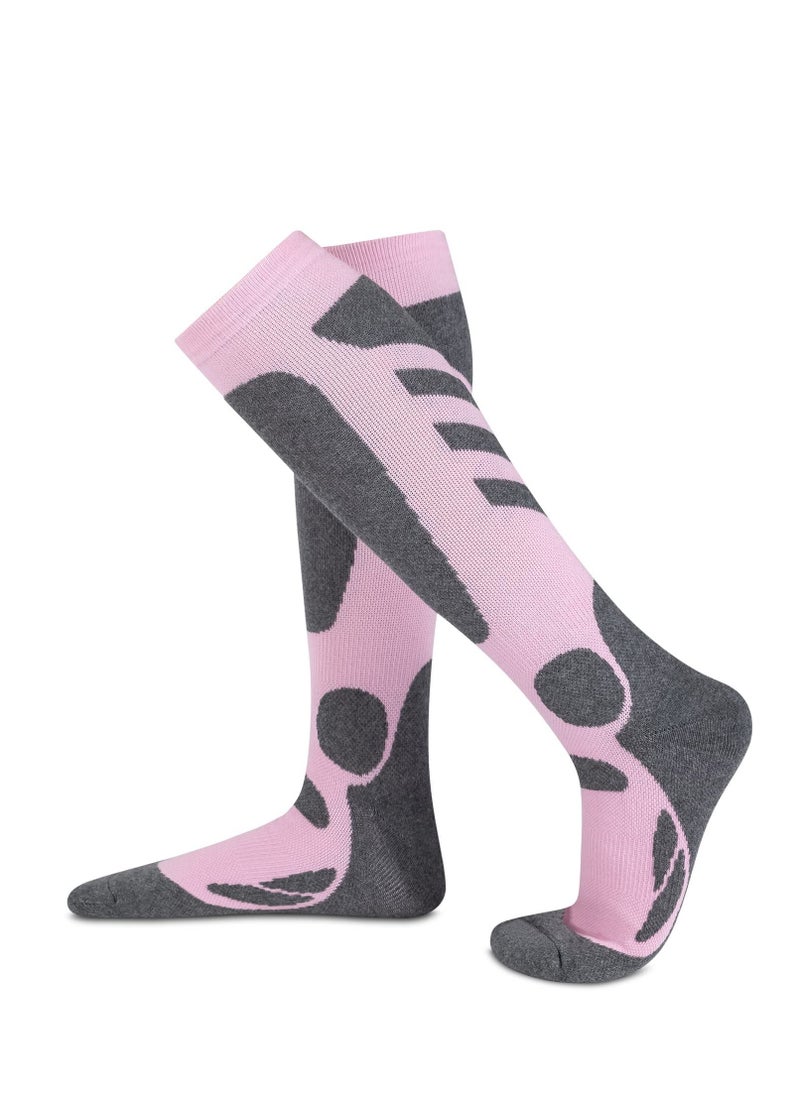 SYOSI Women's Ski Socks for Skiing Snowboarding Outdoor Sports 2 Pack Winter Performance Socks Pink Blue  - Image 4