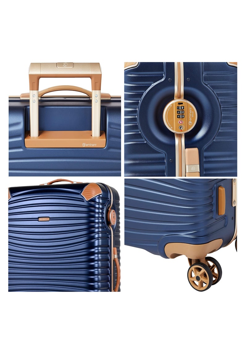 إيمينينت حقيبة سفر صلبة ماكرولون بولي كربونات إطار ألومنيوم ذهبي بسحاب بدون قفل مقاس 20 بوصة أزرق قمري - Image 4