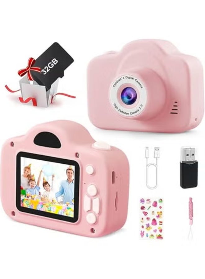 Kids HD 1080P Digital Camera, 2.0-Inch Eye Protection Screen, Includes 32GB Memory Card, Shockproof Portable Toy Camera for Boys and Girls. - Image 1